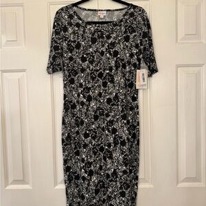 LuLaRoe Black and White Patterned Midi Dress